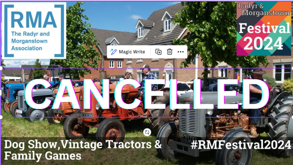 Cancelled written across image of tractors lined up for display